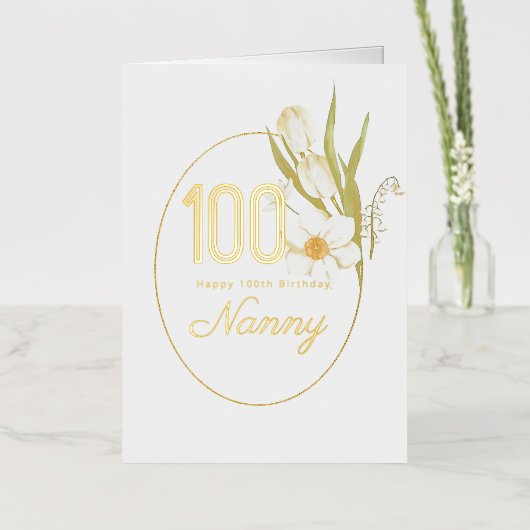 100ste verjaardag | Bloemige verjaardagskaart Folie Wenskaart (Bloemen)