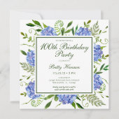 100ste verjaardag Blue Hydrangeas Script Kaart (Voorkant)