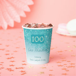 100ste verjaardag Classy Falling Blauwgroen Blue G Papieren Bekers