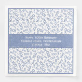 100ste verjaardag Cool nummer Patroon Blauw/Wit Servet (Voorkant)