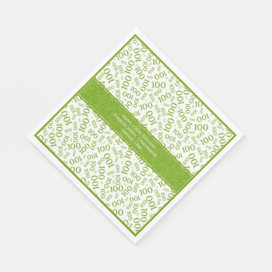 100ste verjaardag Cool nummer Patroon Groen/Wit Servet (Hoek)