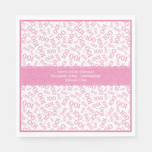 100ste verjaardag Cool nummer Patroon Roze/Wit Servet