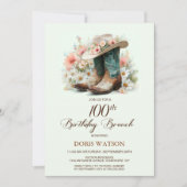 100ste verjaardag Cowgirl Boots Verjaardag Brunch Kaart (Voorkant)