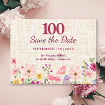 100ste verjaardag Elegante bloemrijke linnen save