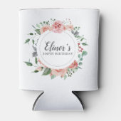 100ste verjaardag Elegante roze rozenbloem Blikjeskoeler (Voorkant)