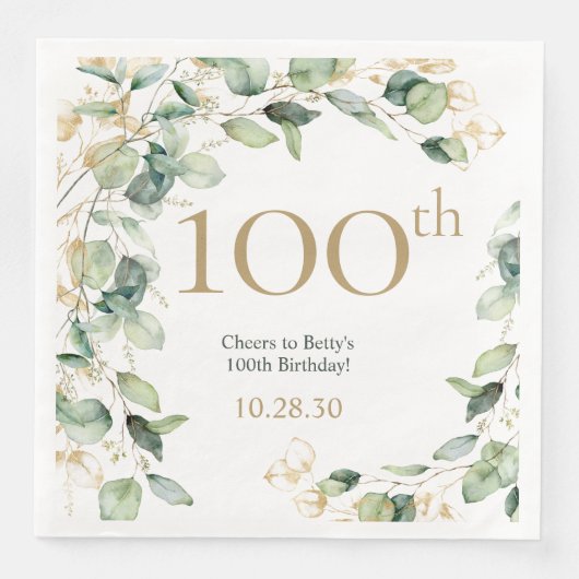 100ste verjaardag Eucalyptus Servet (Voorkant)