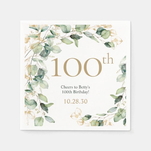 100ste verjaardag Eucalyptus Servet (Voorkant)