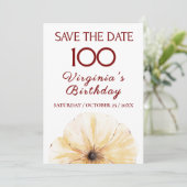 100ste verjaardag Gele bloem, moderne Save the Dat (Staand voorkant)