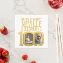 100ste verjaardag goud wit aangepaste foto