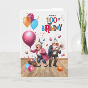 100ste verjaardag grappige oude man en vrouw ballo kaart