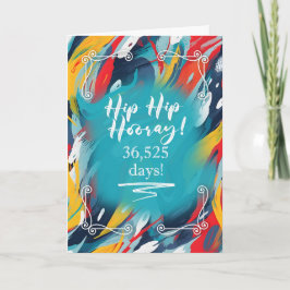 100ste verjaardag Hip Hip Hoera Geschilderde Strep Kaart