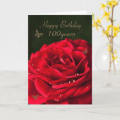 100ste verjaardag Kaart met een rode roos (Gele Bloem)