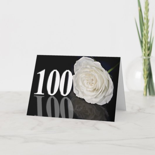 100ste verjaardag Kaart met een witte roos (Voorkant)