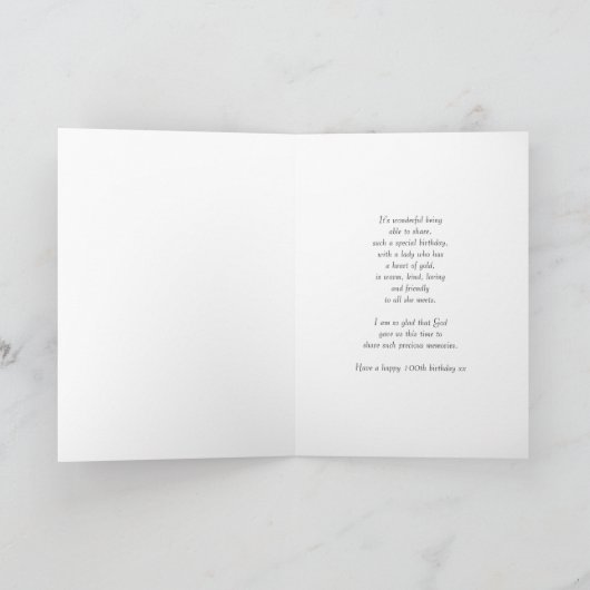 100ste verjaardag Kaart met vogel en bloesem (Binnen)