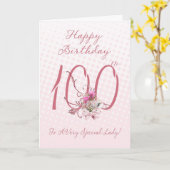 100ste verjaardag Kaart - Roze Rozen - tot een zee (Gele Bloem)