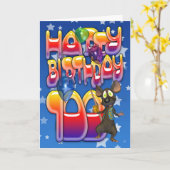 100ste verjaardag Kaart schattig met kleine muis (Gele Bloem)