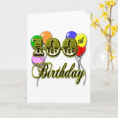 100ste verjaardag met ballonnen kaart (Gele Bloem)