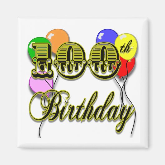 100ste verjaardag met ballonnen magneet (Voorkant)