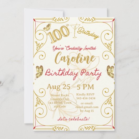 100ste verjaardag mijlpaal Elegant Kaart (Voorkant)