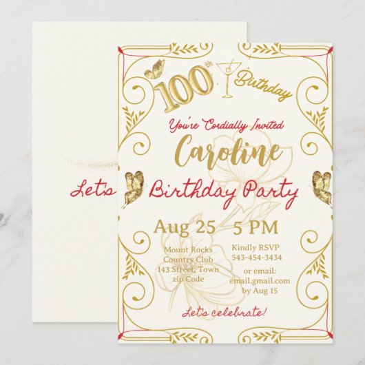 100ste verjaardag mijlpaal Elegant Kaart (Voorkant / Achterkant)