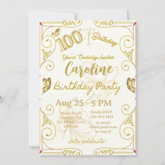 100ste verjaardag mijlpaal Elegant Kaart (Voorkant)