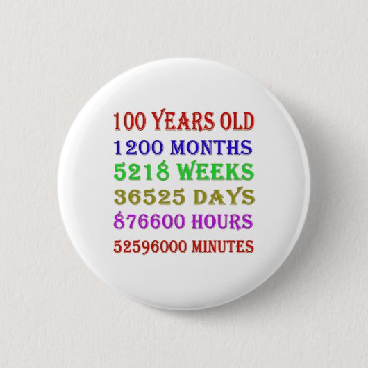 100ste verjaardag mijlpalen ronde button 5,7 cm (Voorkant)