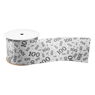 100ste Verjaardag Modern Nummer Patroon Zwart/Wit Satijnen Lint