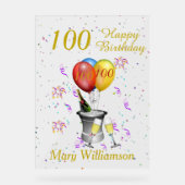 100ste verjaardag Mousserende wijn Acryl Bord (Voorkant)