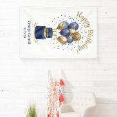 100ste verjaardag Navy Blauwe Ballon Cake Spandoek (Insitu)