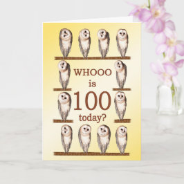 100ste verjaardag, nieuwsgierige uilen kaart