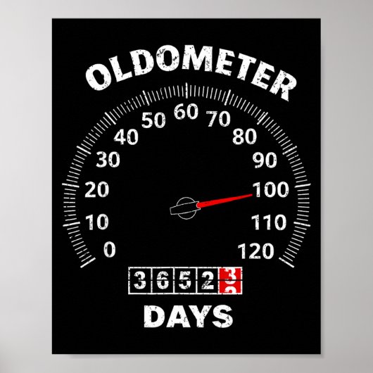 100ste verjaardag oldometer nul tot 100 jaar auto poster (Voorkant)