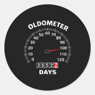 100ste verjaardag oldometer nul tot 100 jaar auto ronde sticker