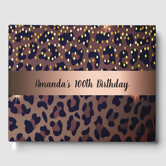 100ste verjaardag partij luipaard print gastenboek (Voorkant)