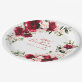 100ste Verjaardag Party Rood Roze Bloemen Custom Papieren Bordje (Gekanteld)