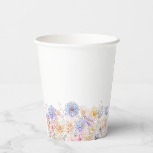 100ste Verjaardag Party Waterverf Bloemen Custom Papieren Bekers (Achterkant)