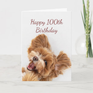 100ste verjaardag Pret Begin Schattige Hond Puppy  Kaart