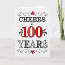 100ste verjaardag Proost in rood wit zwart patroon