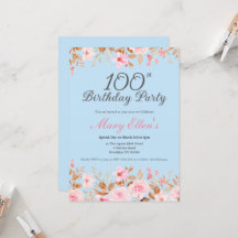 100ste verjaardag Roze Bloem Elegante Bloemige Vro