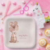 100ste verjaardag Roze Goud Kake Papier Bord (Feest)