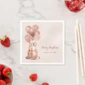 100ste verjaardag Roze Goud Kleurige Cake Servet (Insitu)