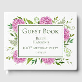 100ste verjaardag Roze Hortensia's Gastenboek (Voorkant)