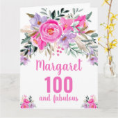 100ste verjaardag roze waterverf bloem kaart (Gele Bloem)