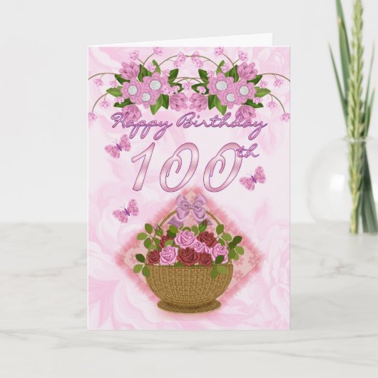 100ste verjaardag speciale dame, Rozen en bloemen Kaart (Voorkant)