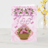100ste verjaardag speciale dame, Rozen en bloemen Kaart (Gele Bloem)