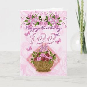 100ste verjaardag speciale dame, Rozen en bloemen Kaart