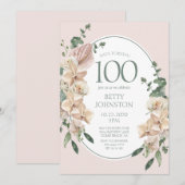 100ste verjaardag Tropische bloemen Kaart (Voorkant / Achterkant)