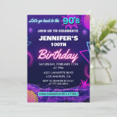 100ste verjaardag uitnodiging 90s thema Retro (Staand voorkant)