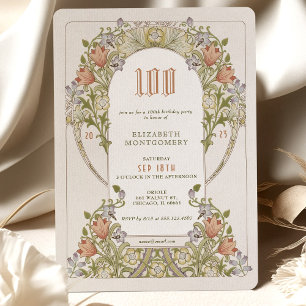 100ste verjaardag uitnodiging Art Nouveau W. Morri