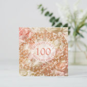 100ste verjaardag uitnodiging met parels (Staand voorkant)