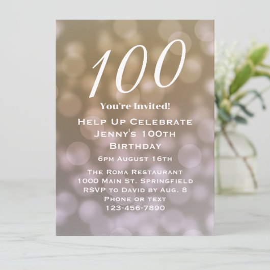 100ste verjaardag uitnodiging voor haar (Staand voorkant)